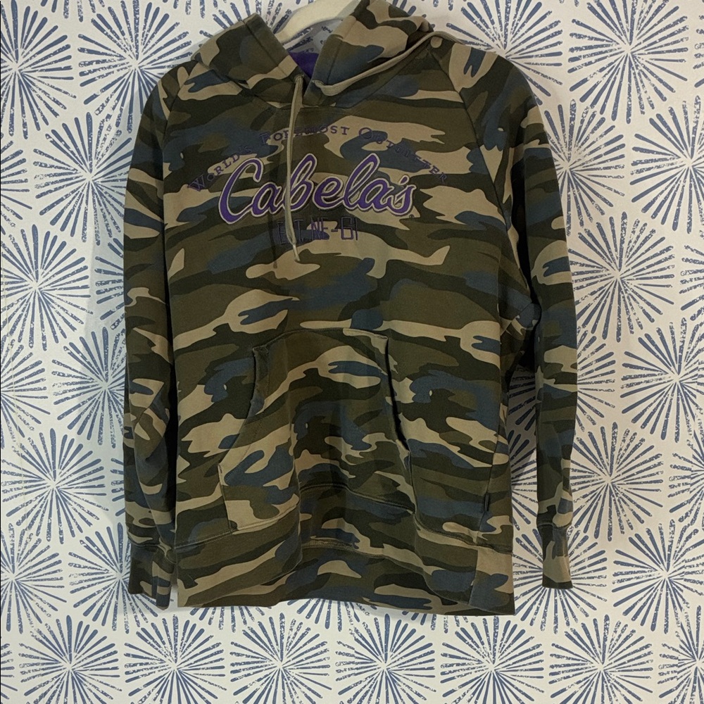 Cabela's Camouflage Hoodie with Purple Logo